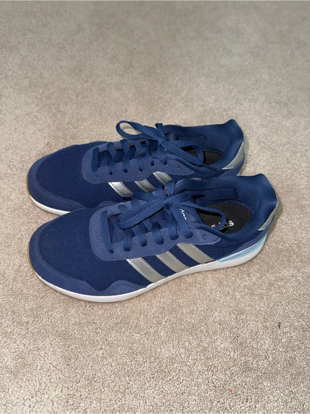 Adidas Run 70s 2.0 Womens 7.5 Navy Blue Silver Gum Sneakers JR6630